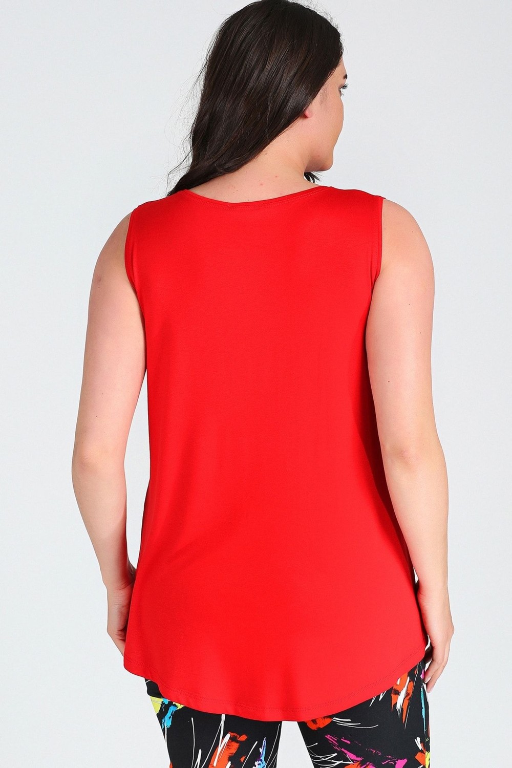 Curvy Trend Büyük Beden Kolsuz Viskon Basic Bluz görsel 4