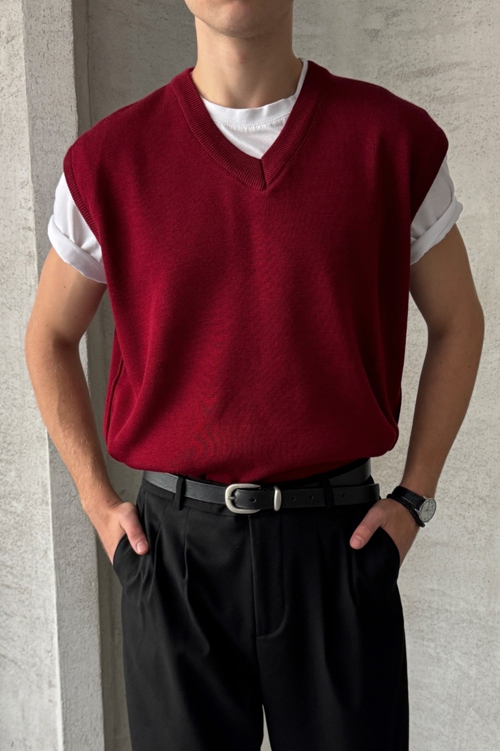 HYMAN Erkek V Yaka Oversize Süveter