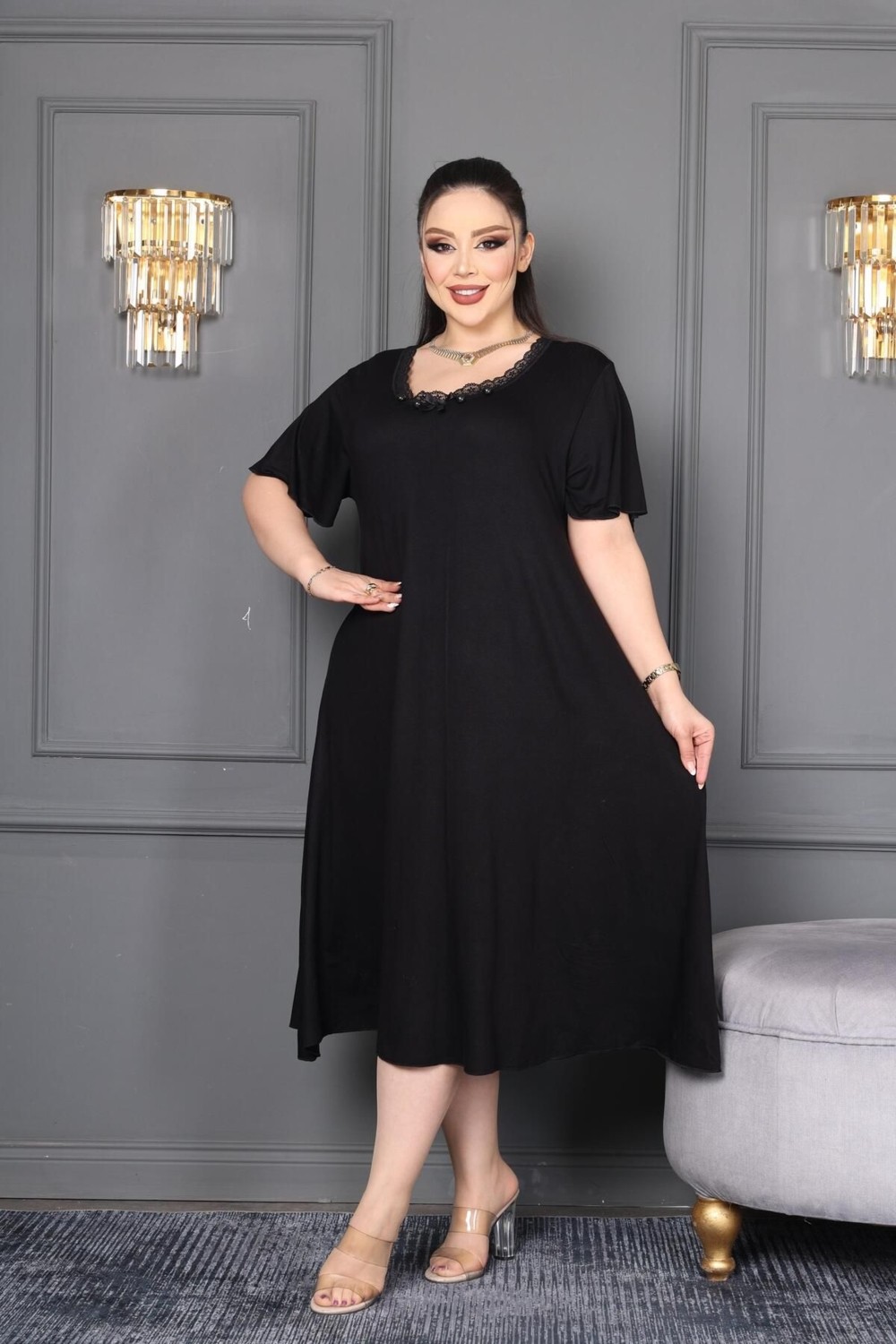 Şuranur Homewear Kloş Elbi̇se Battal