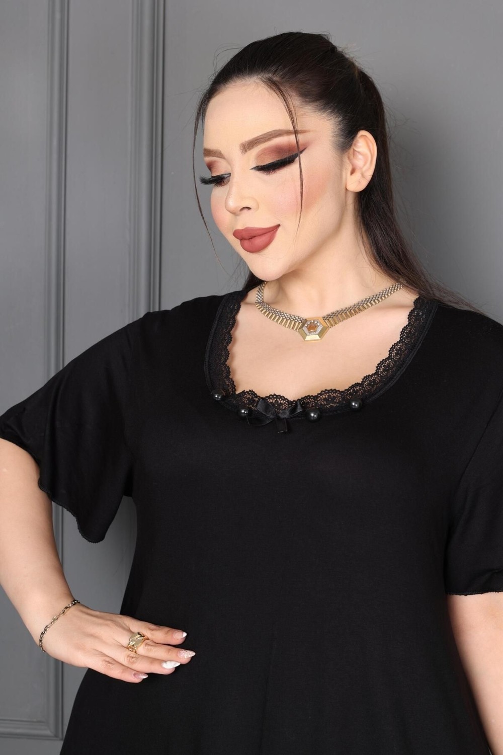 Şuranur Homewear Kloş Elbi̇se Battal görsel 2