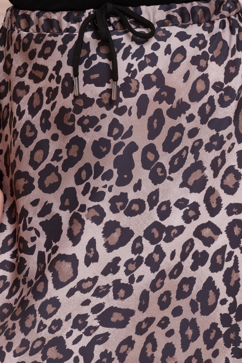 Sevitli Beli Bağcıklı Leopar Desenli Etek-Hardal görsel 4