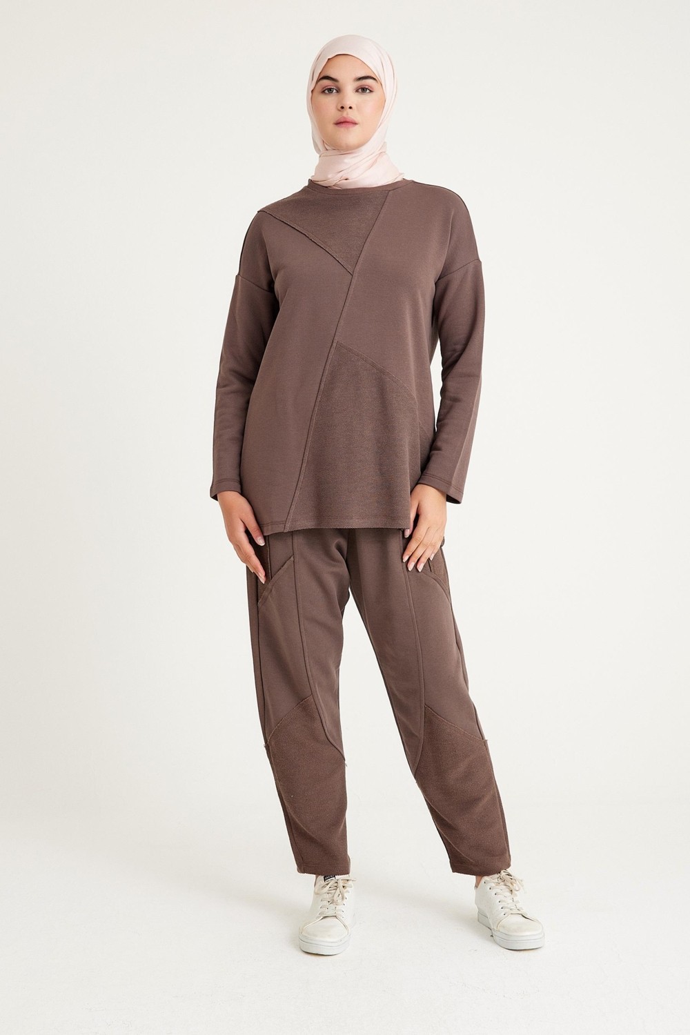 Plistre 2228_Dikiş Detaylı Oversize Eşofman Tesettür Takım