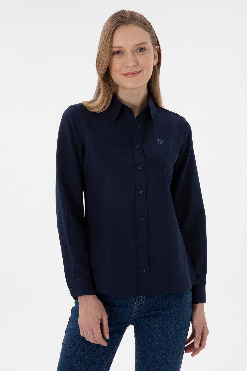 U.S. Polo Assn. Kadın Açık Mavi Uzun Kollu Basic Gömlek 50316711-VR003