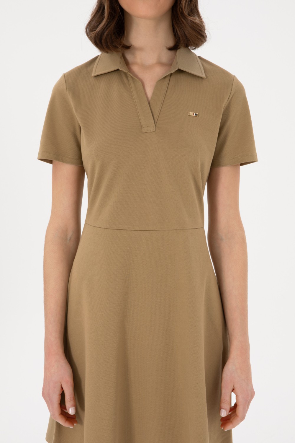U.S. Polo Assn. Kadın Haki Polo Yaka Mini Boy Örme Elbise 50305854-VR027 görsel 6
