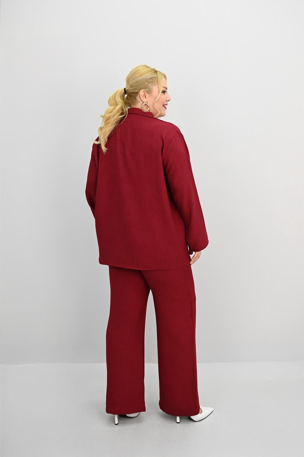 Moda Xlarge Kadın Büyük Beden Bağlamalı Bol Paça Alt-Üst Takım 8195-25 görsel 5