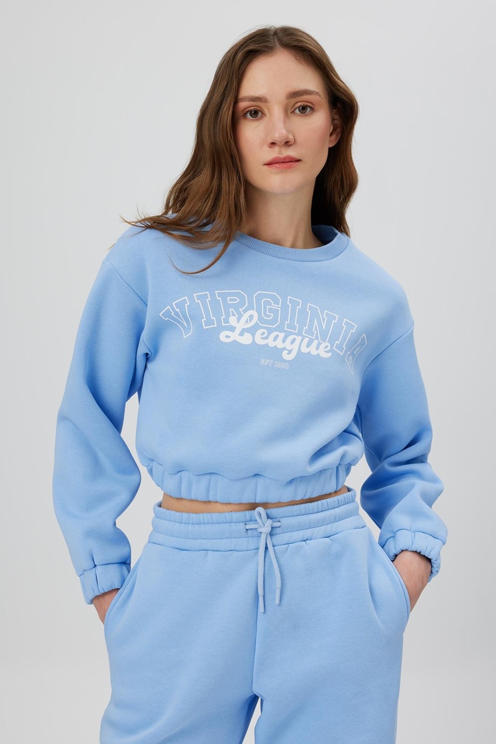 Babokah Kolej Baskılı Crop Sweatshirt