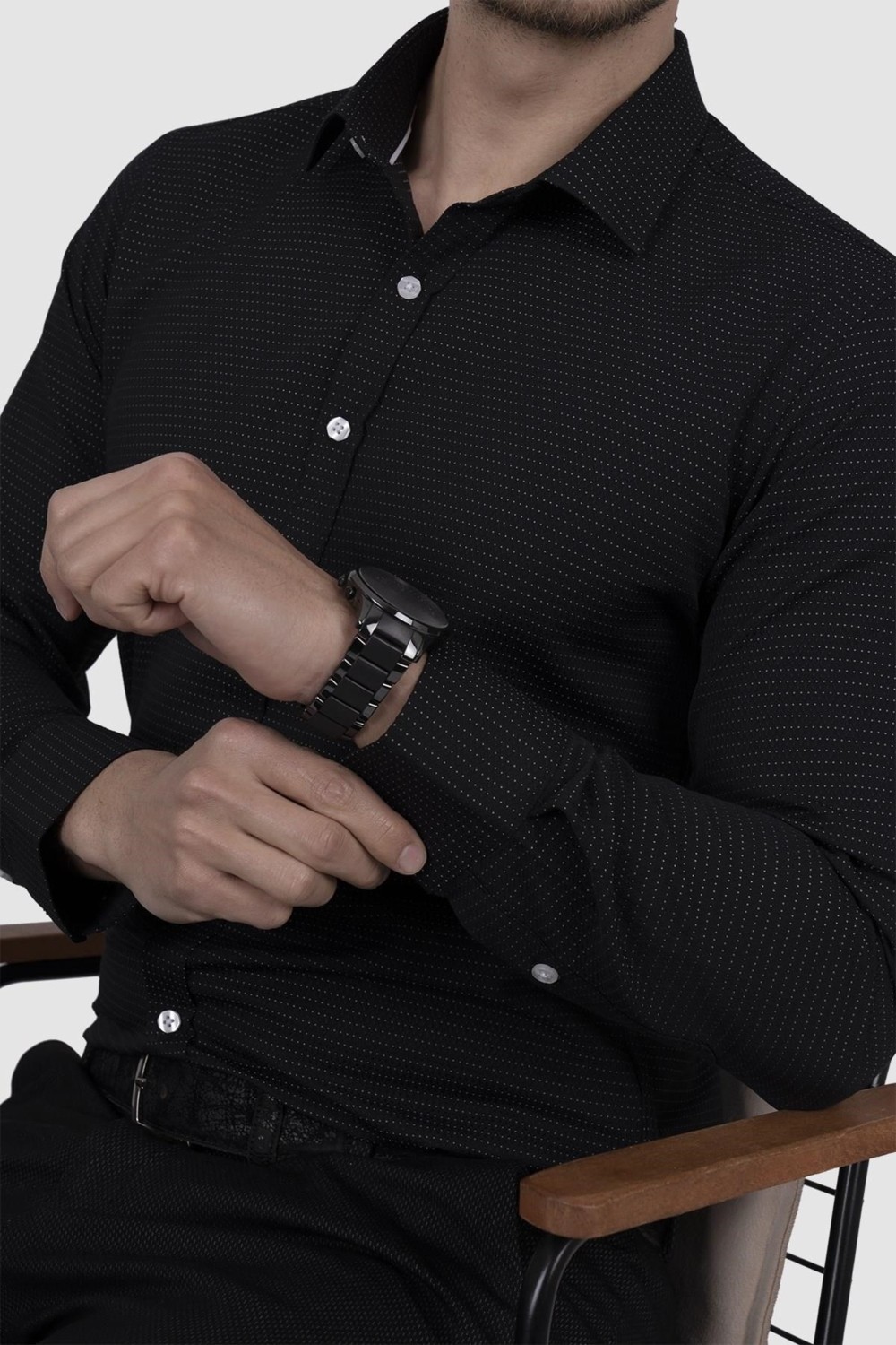 Etikmen Siyah Nokta Desenli Slimfit Erkek Gömlek
