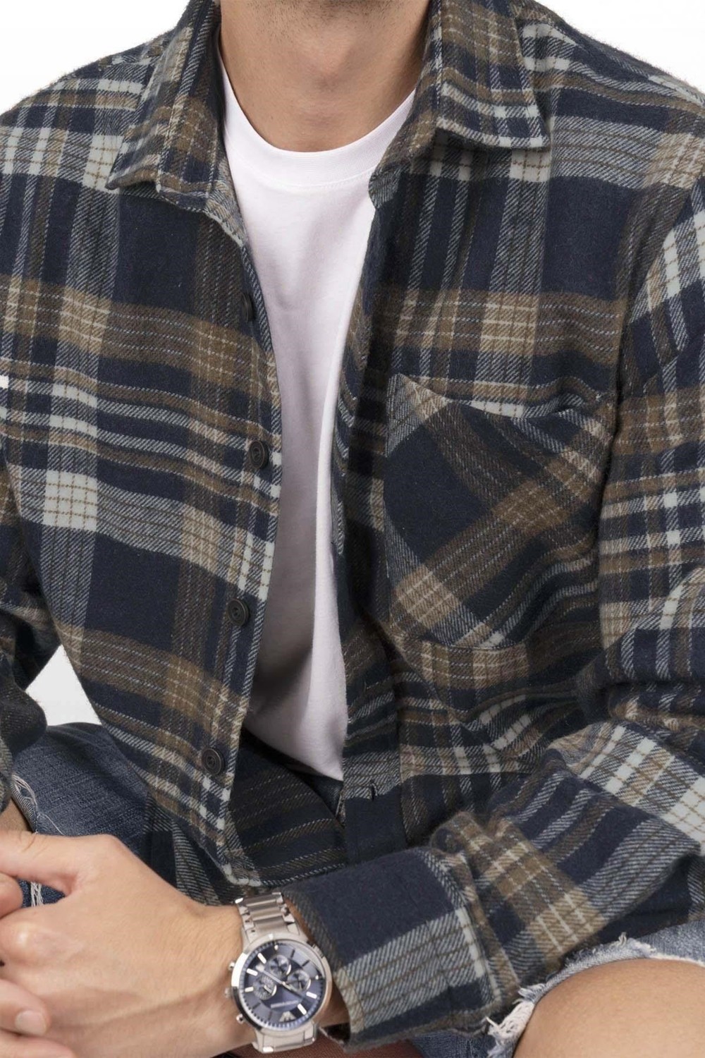 Etikmen Bordo Sarı Çizgili Oversize Oduncu Erkek Gömlek