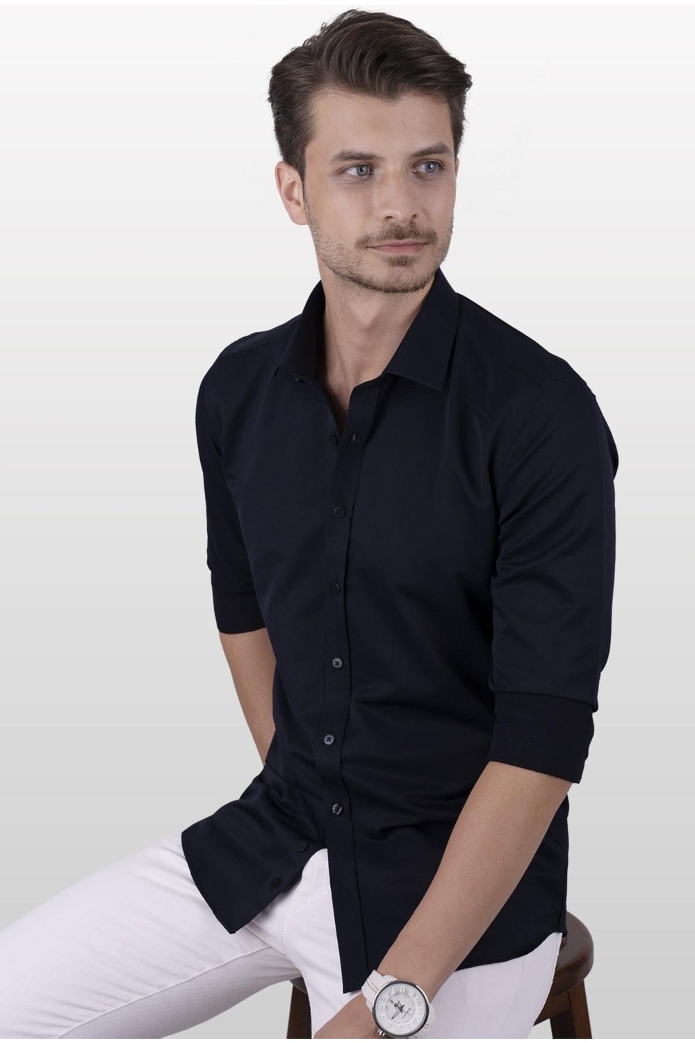 Etikmen Yeşil Saten Slimfit Erkek Gömlek görsel 2