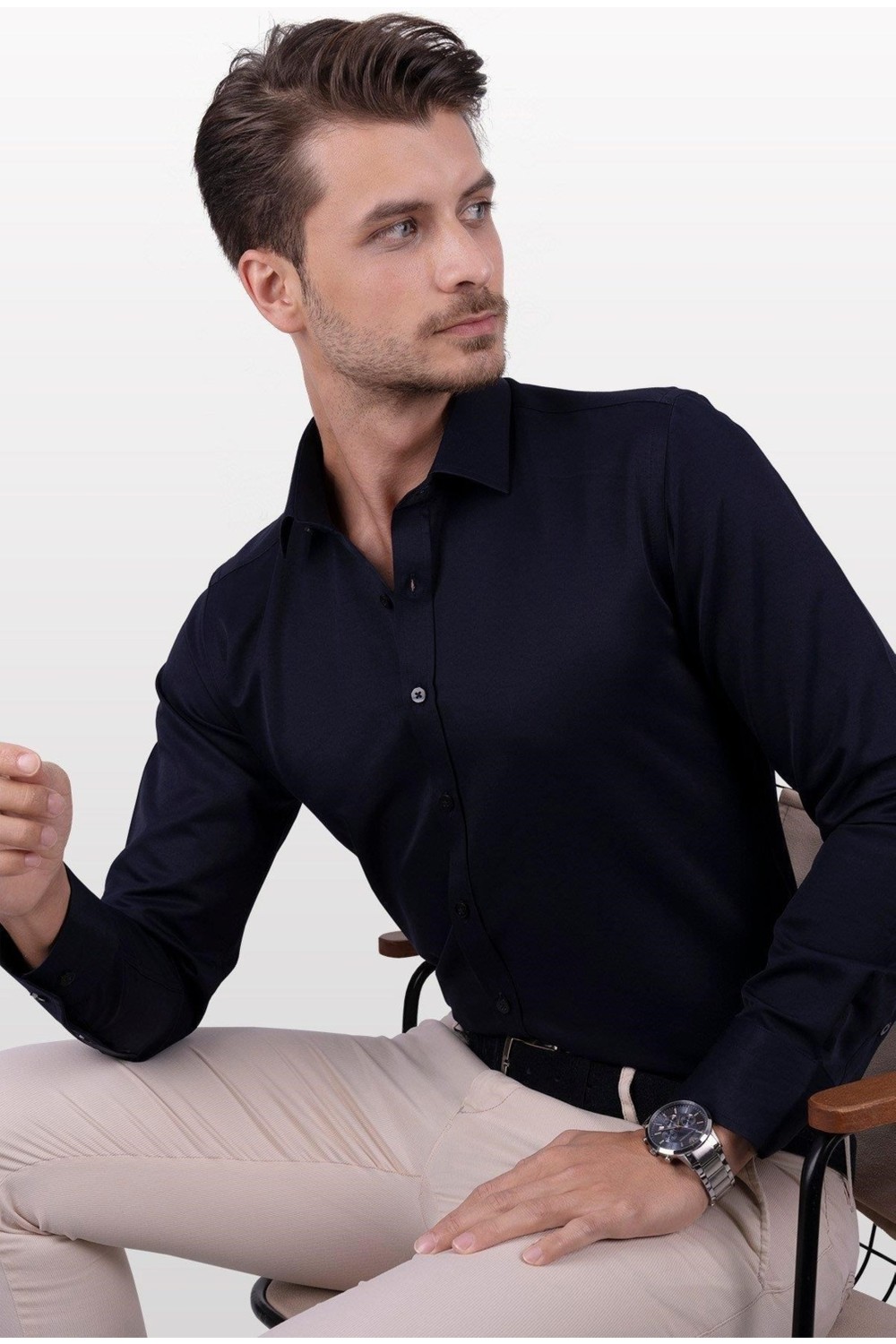 Etikmen Yeşil Saten Slimfit Erkek Gömlek görsel 3