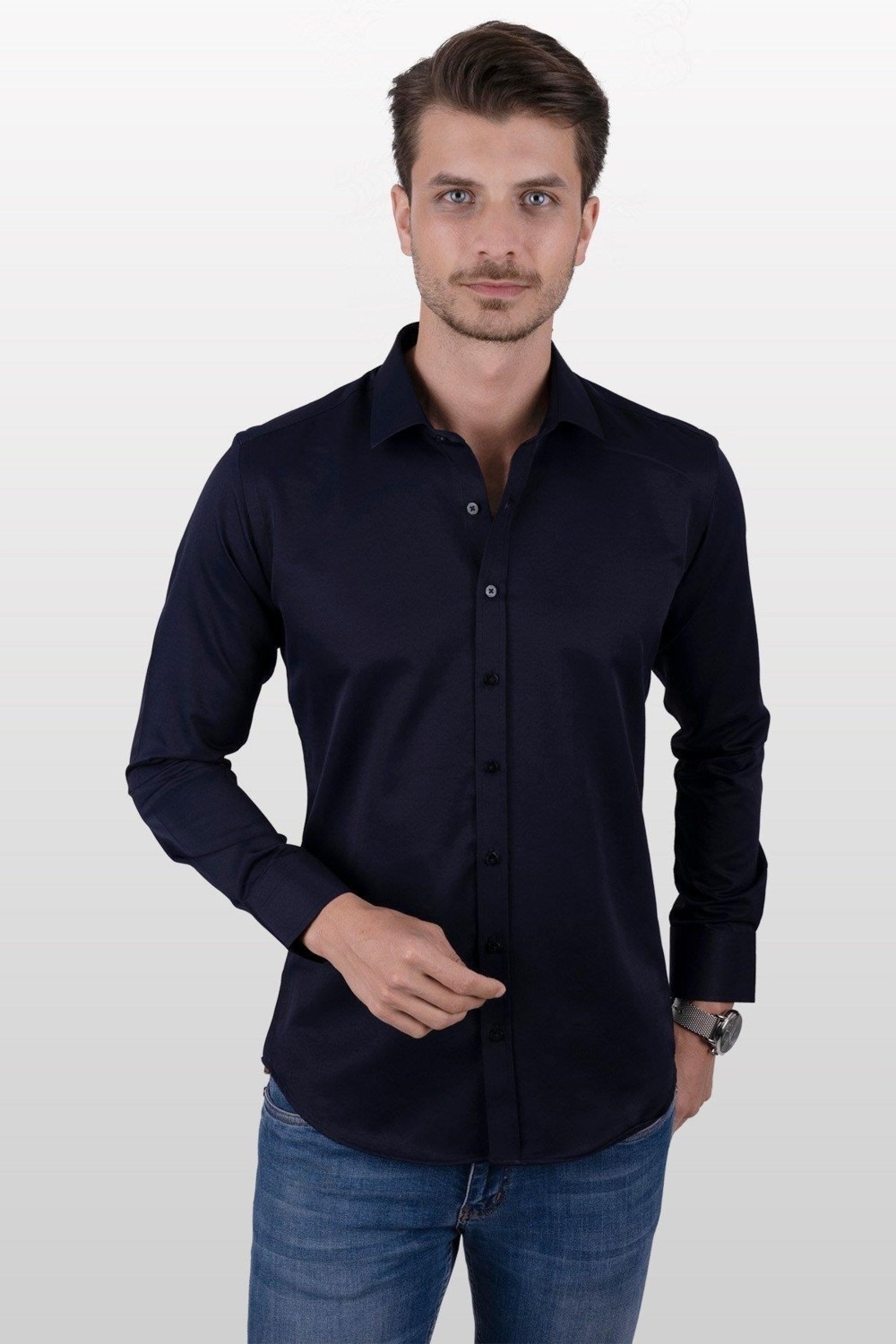 Etikmen Yeşil Saten Slimfit Erkek Gömlek görsel 6