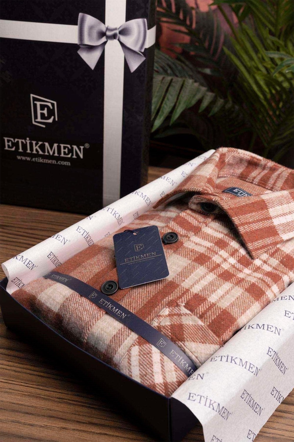 Etikmen Bordo Sarı Çizgili Oversize Oduncu Erkek Gömlek görsel 3