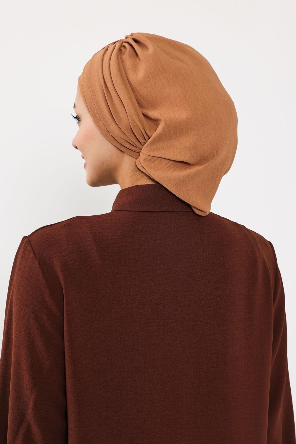 Ayşe Tasarım Pratik Kullanışlı Hazır Türban,Camel,HT-90 görsel 4