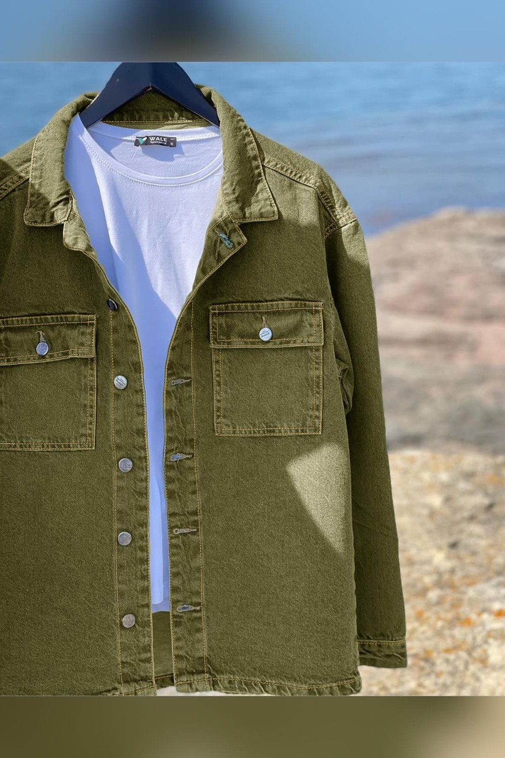Edwox Erkek Slim Fit Denim Kot Ceket Siyah Gömlek Yaka Cepli Günlük Tarz 2XL