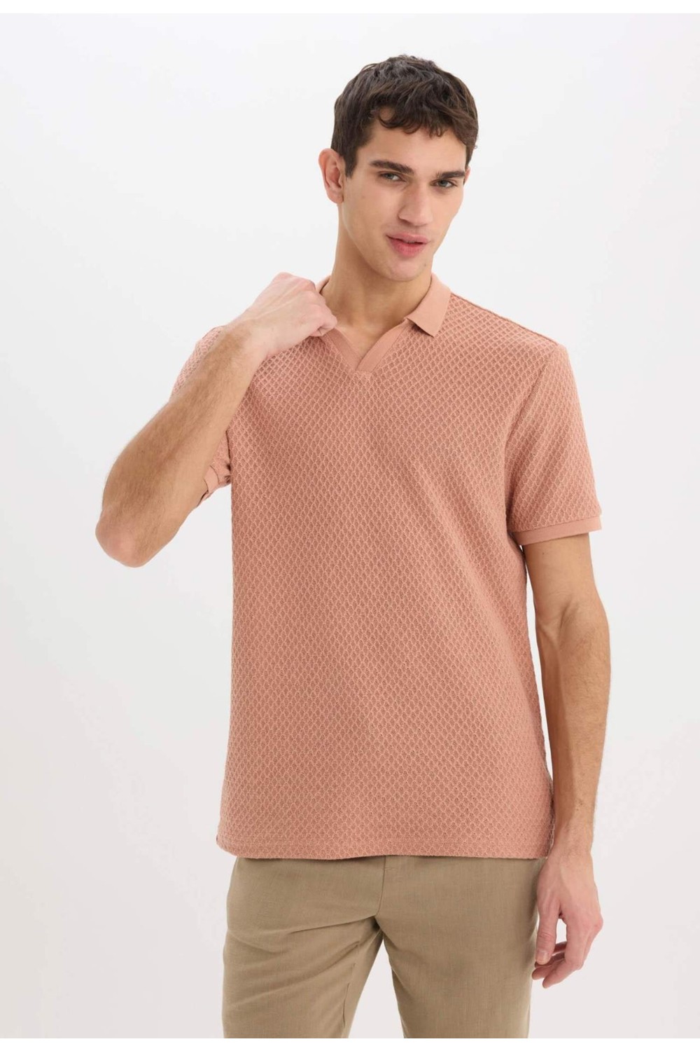 DeFacto Regular Fit Polo Yaka Kısa Kollu Tişört E1215AX25SM görsel 5