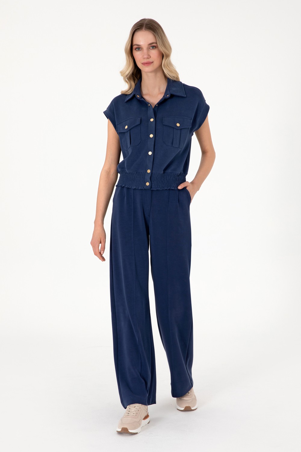 U.S. Polo Assn. Kadın Lacivert Modal Karışımlı Loose Fit Örme Pantolon 50308640-VR033