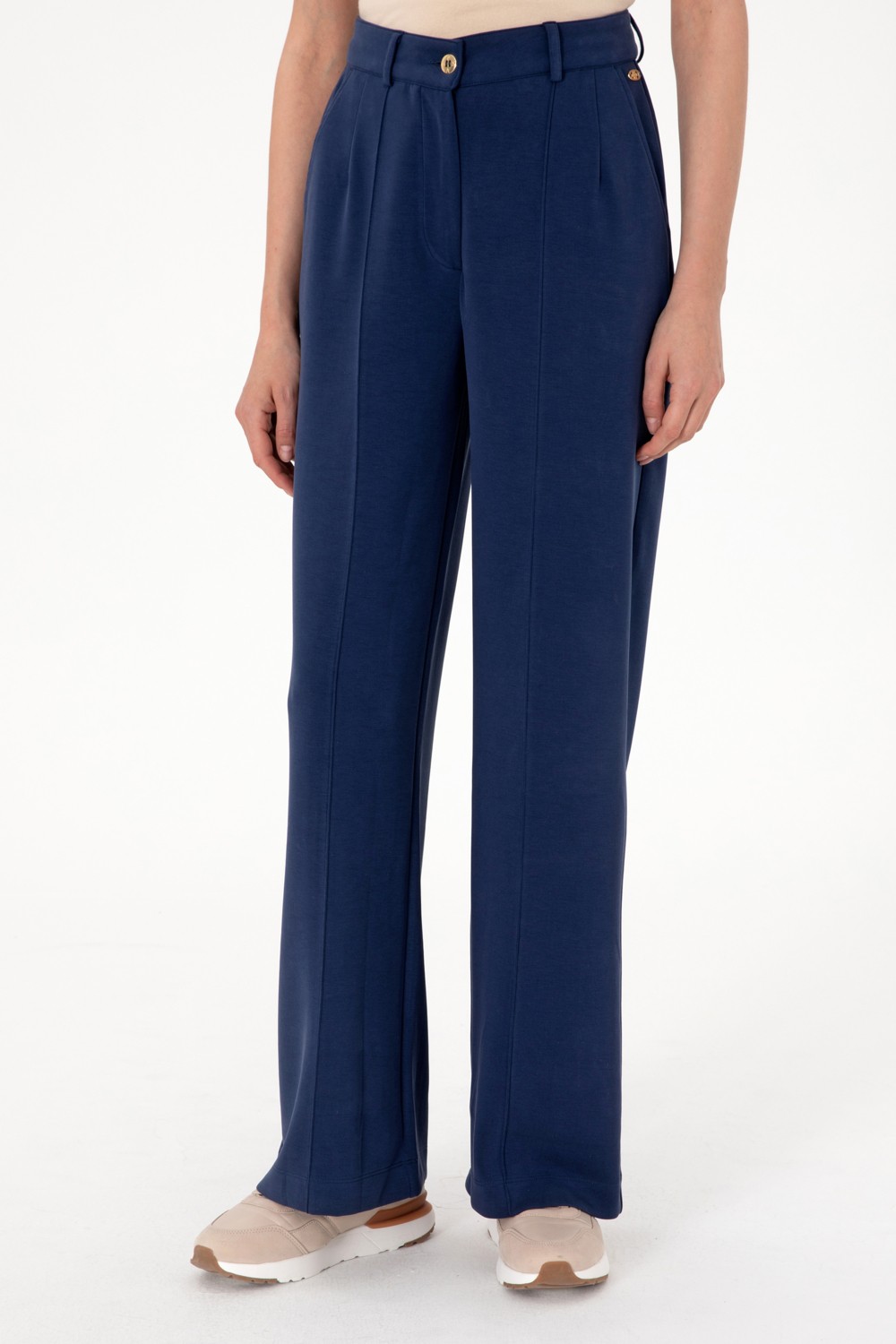 U.S. Polo Assn. Kadın Lacivert Modal Karışımlı Loose Fit Örme Pantolon 50308640-VR033 görsel 2