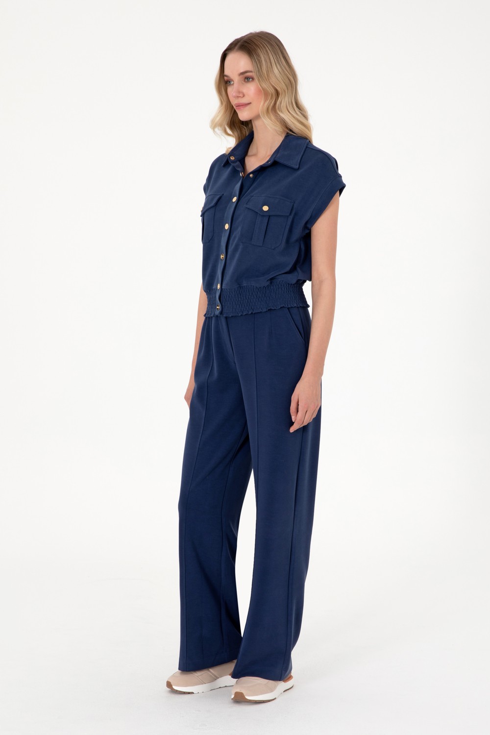 U.S. Polo Assn. Kadın Lacivert Modal Karışımlı Loose Fit Örme Pantolon 50308640-VR033 görsel 3
