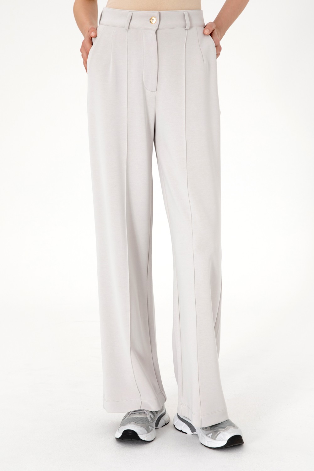 U.S. Polo Assn. Kadın Lacivert Modal Karışımlı Loose Fit Örme Pantolon 50308640-VR033 görsel 8