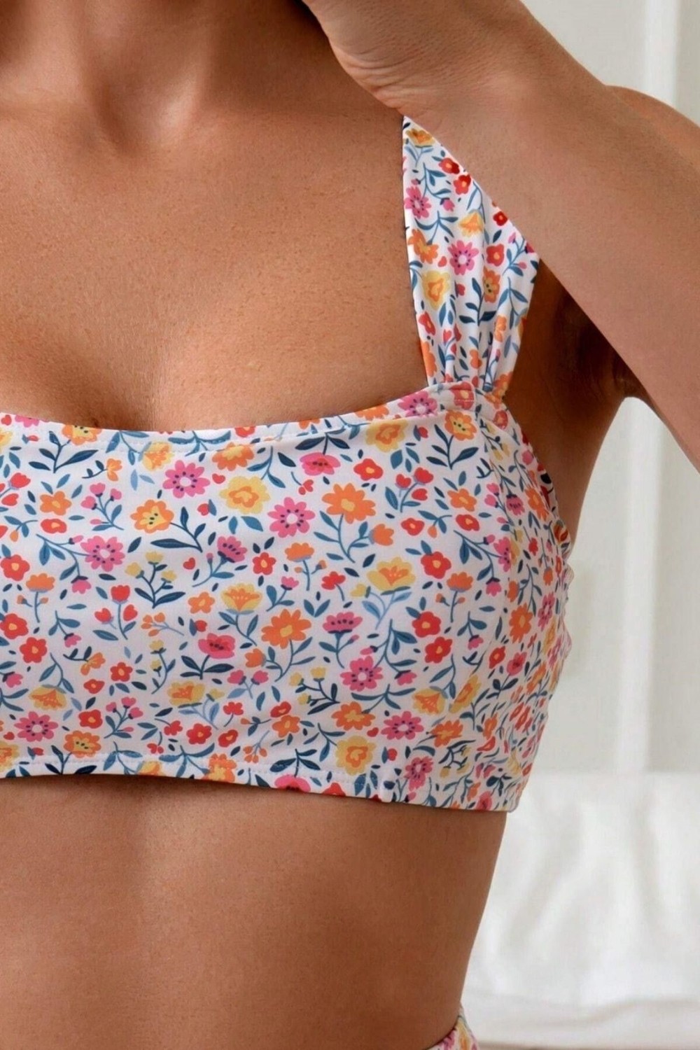 Bella Notte Minimalist Çiçek Desenli Kaplı Yüksek Bel Bikini Takımı görsel 5