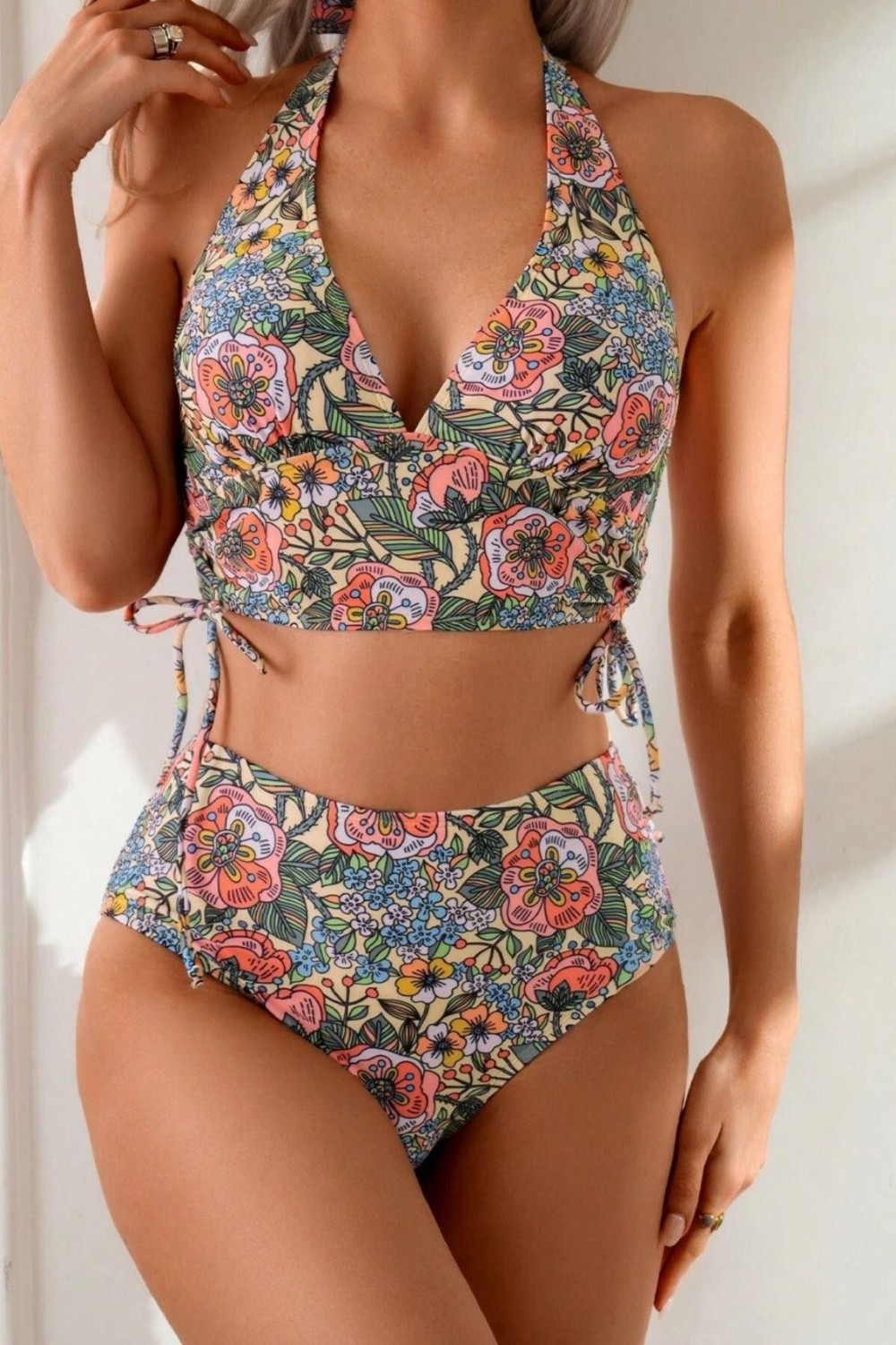 Bella Notte Kadın Yüksek Bel Bikini Takımı Çok Renkli Kaplı Deseni ile Yaz Tatili İçin İdeal Seçim görsel 2