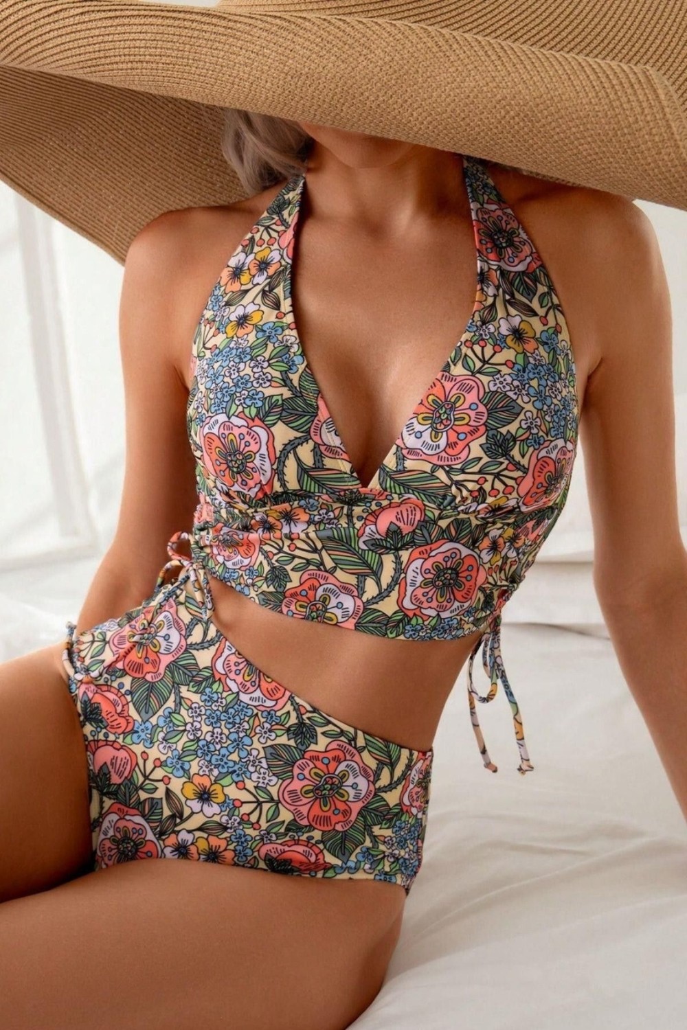 Bella Notte Kadın Yüksek Bel Bikini Takımı Çok Renkli Kaplı Deseni ile Yaz Tatili İçin İdeal Seçim görsel 3