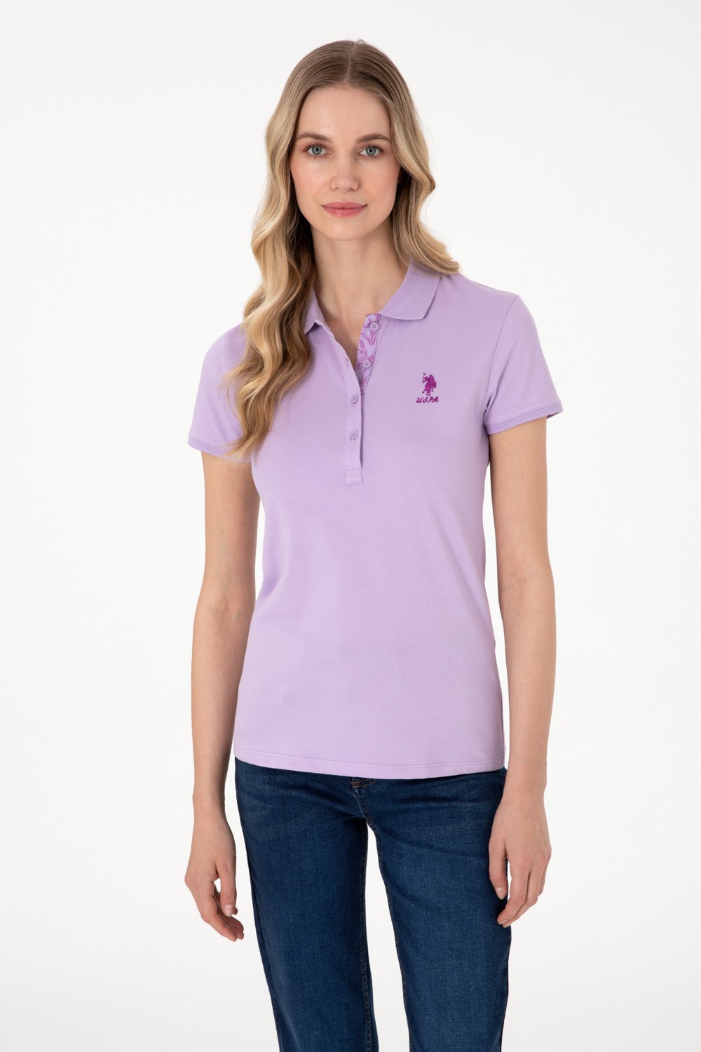 U.S. Polo Assn. Kadın Lila Basic Polo Yaka Tişört 50300896-VR034