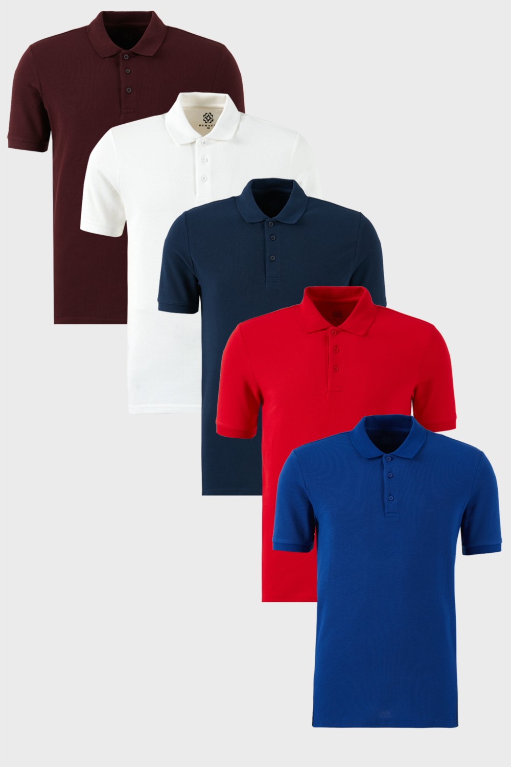Buratti Pamuklu Regular Fit Düğmeli Polo Yaka 5'li Paket T Shirt Erkek T Shirt 5902127S5