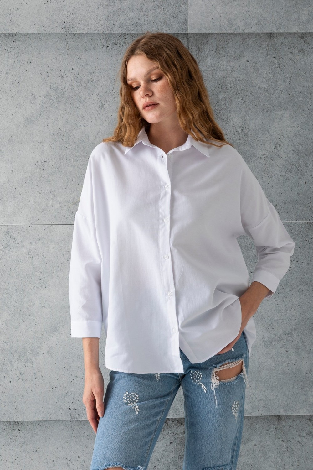 Giysa Kadın Siyah Uzun Kollu Basic Pamuklu Oversize Gömlek - 3900
