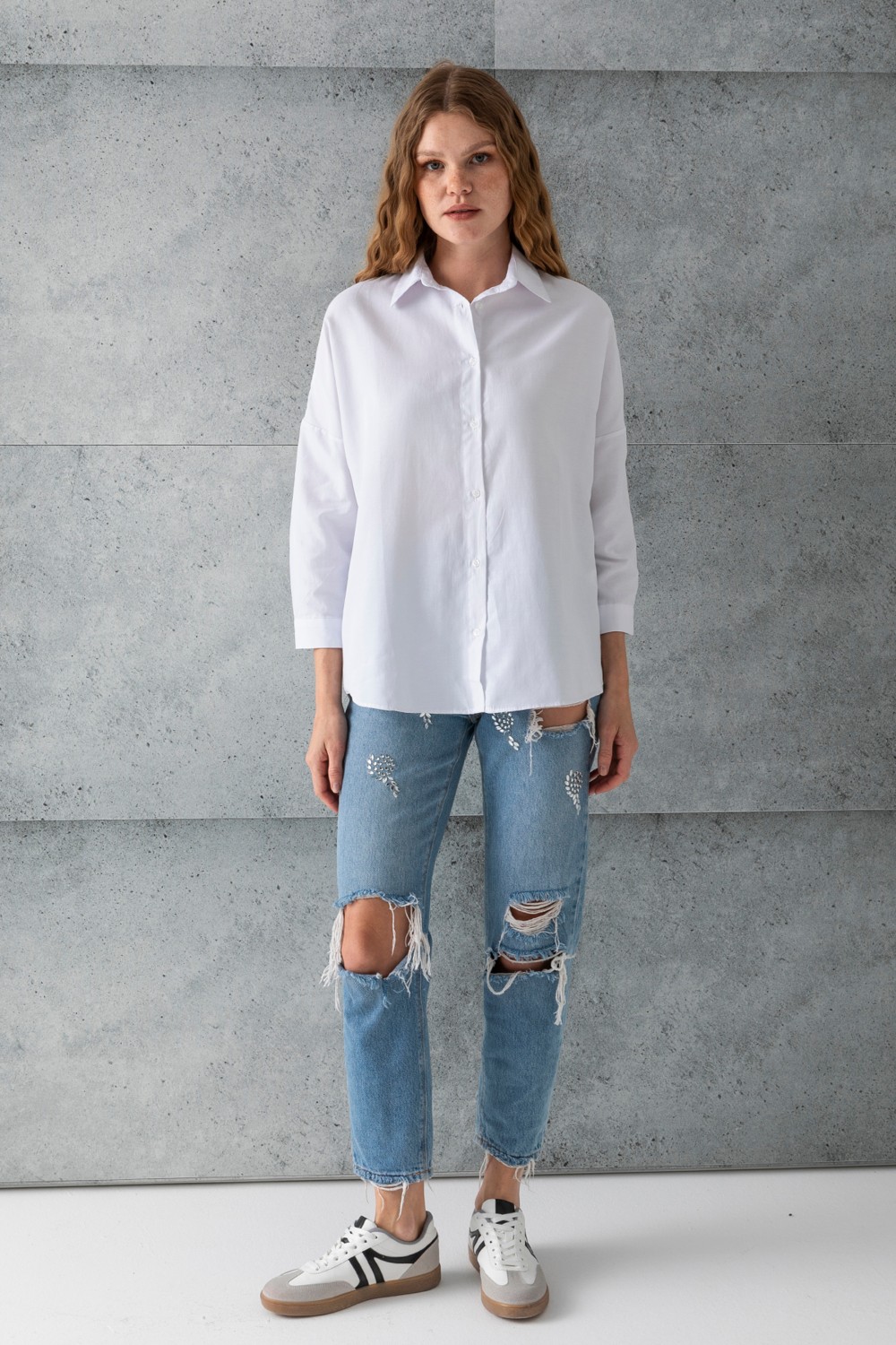 Giysa Kadın Siyah Uzun Kollu Basic Pamuklu Oversize Gömlek - 3900 görsel 2