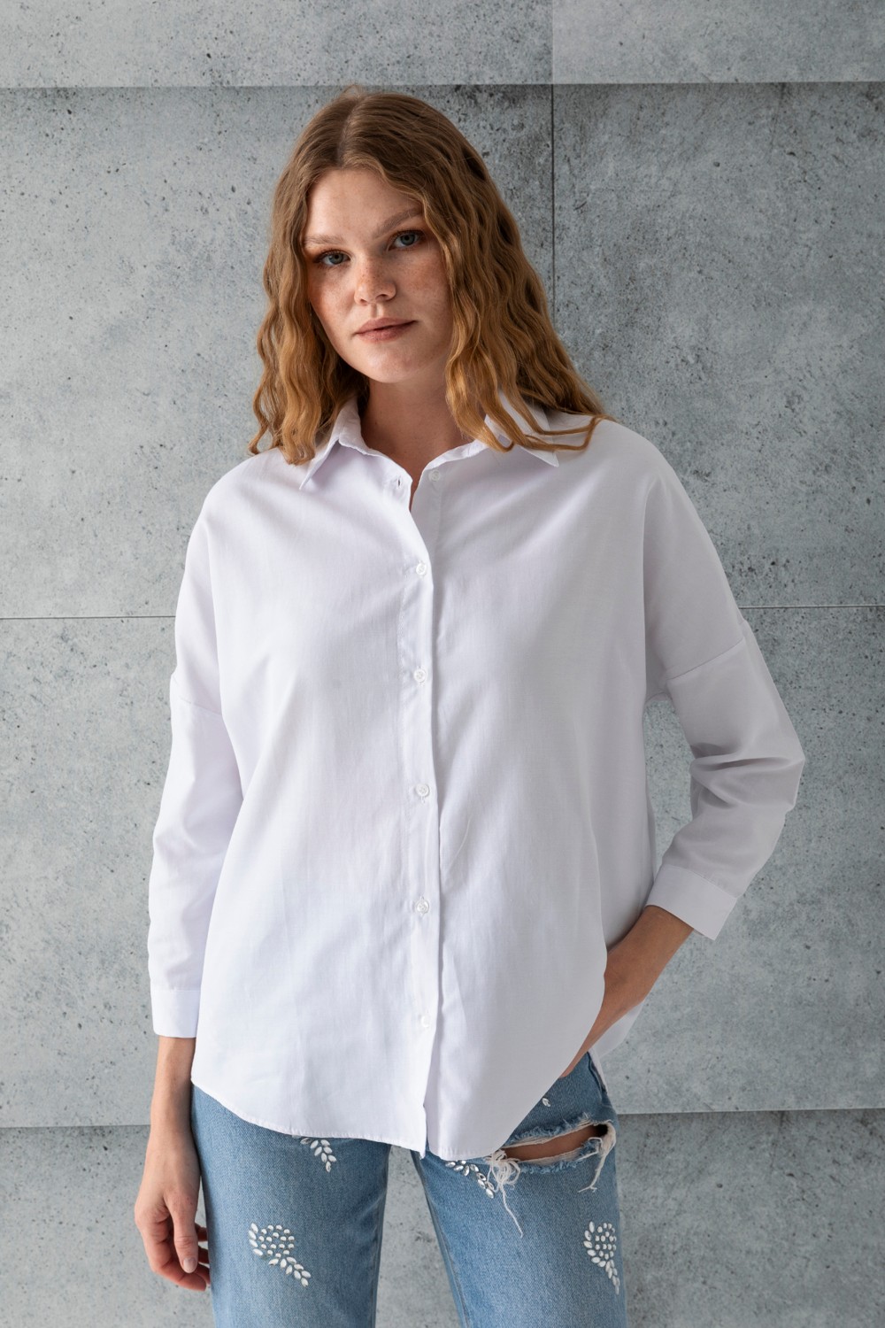 Giysa Kadın Siyah Uzun Kollu Basic Pamuklu Oversize Gömlek - 3900 görsel 5