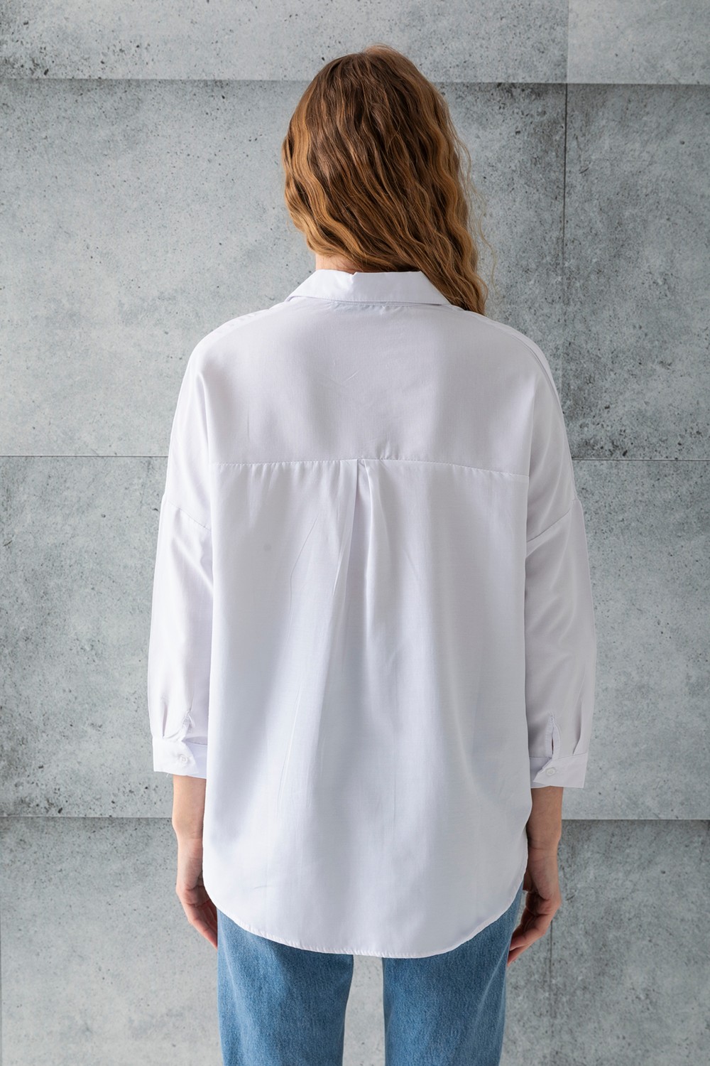 Giysa Kadın Siyah Uzun Kollu Basic Pamuklu Oversize Gömlek - 3900 görsel 8