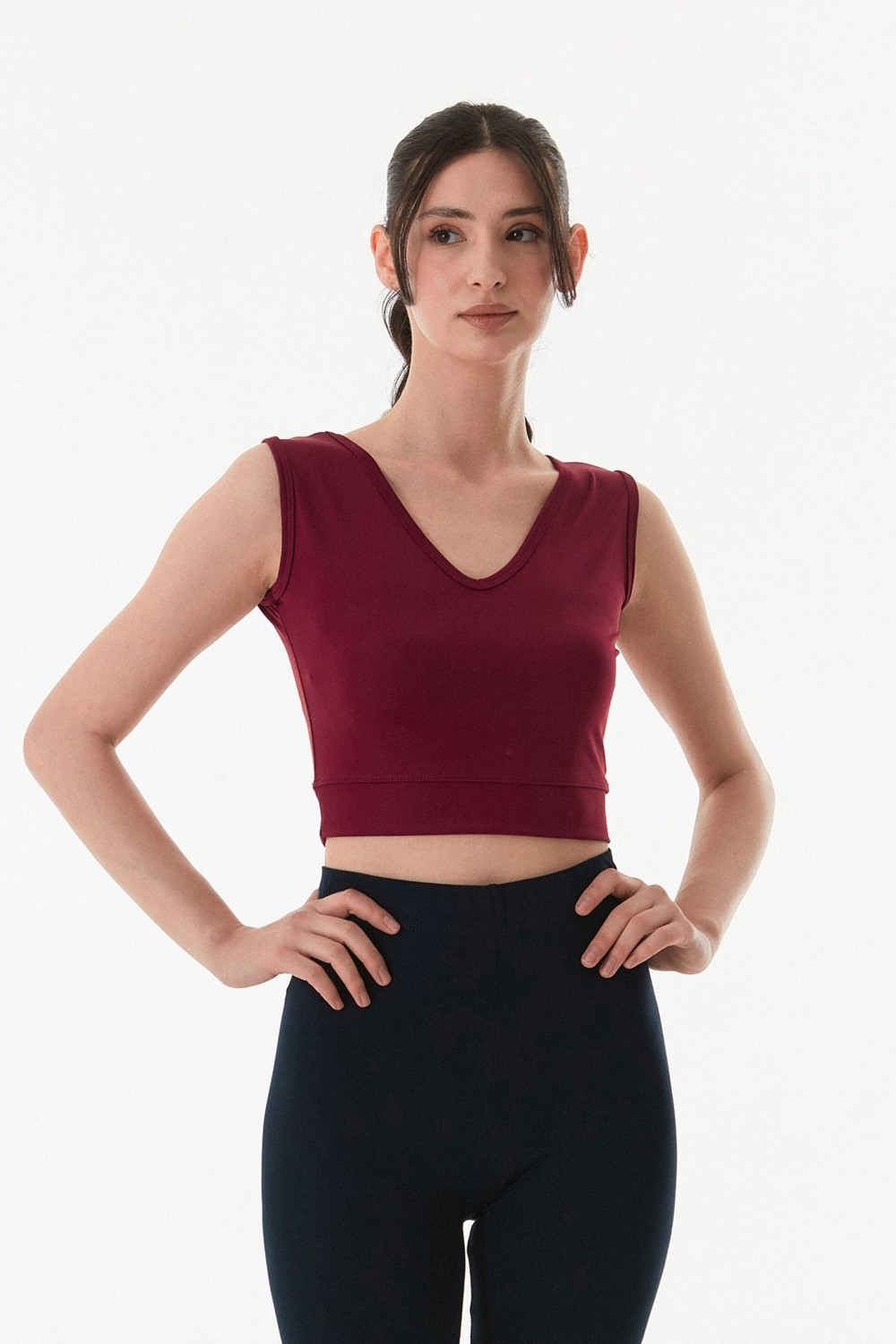 FullaModa Basic V Yaka Crop Body