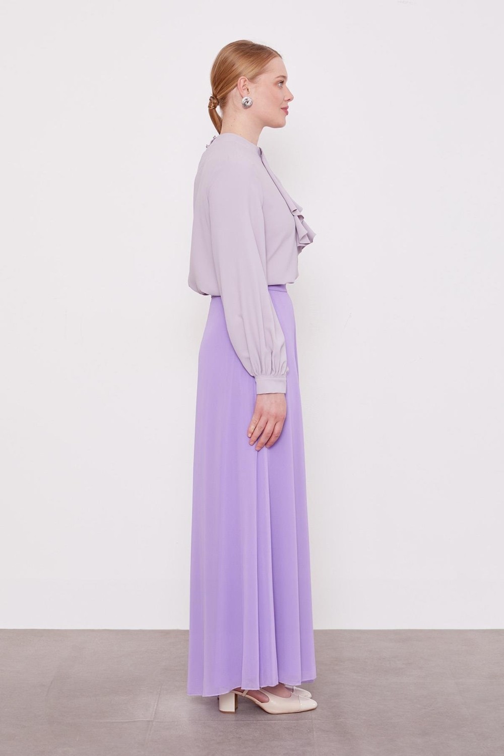 Lêvi D'or Lila Geniş Paçalı Şifon Pantolon görsel 4