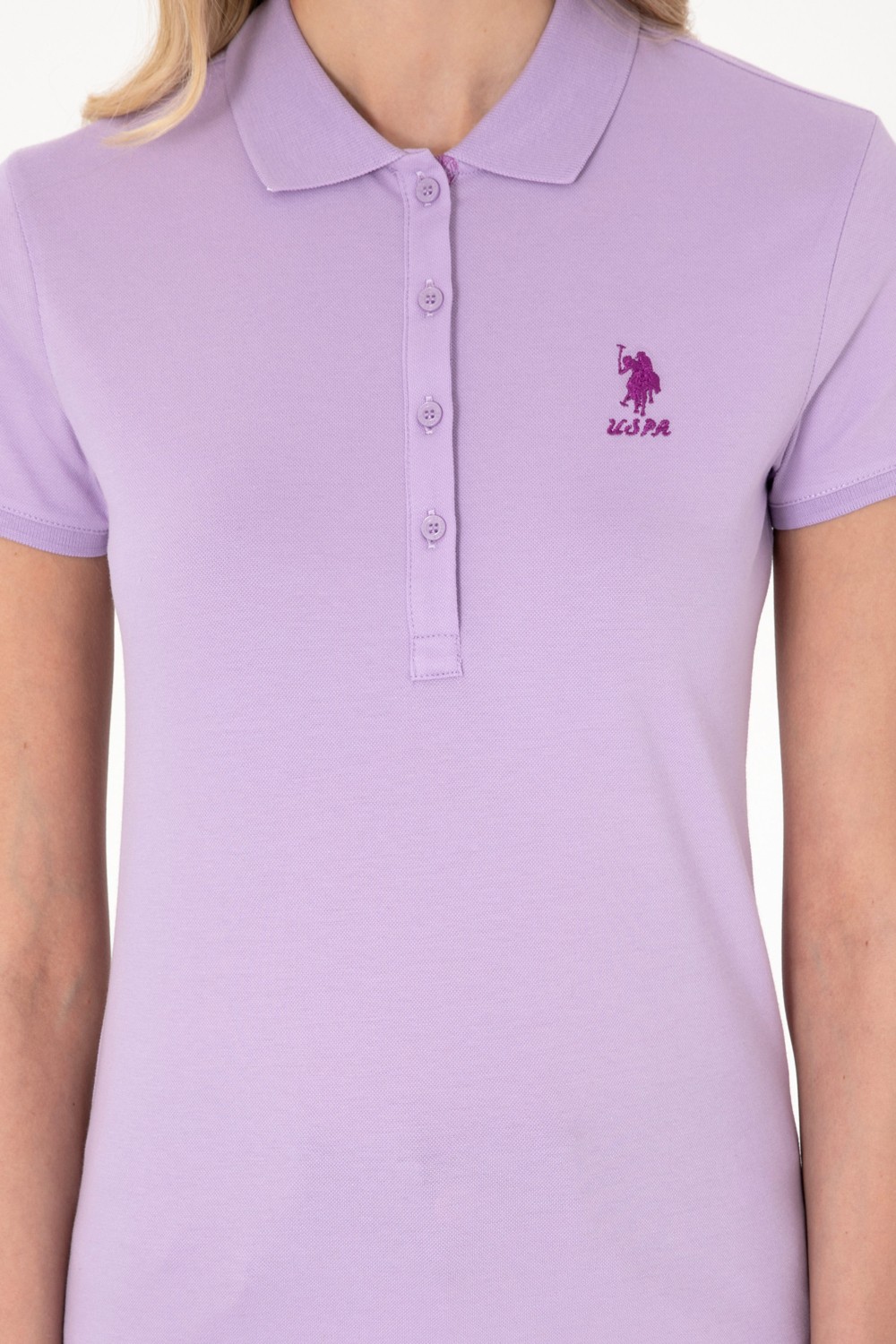 U.S. Polo Assn. Kadın Lila Basic Polo Yaka Tişört 50300896-VR034 görsel 6