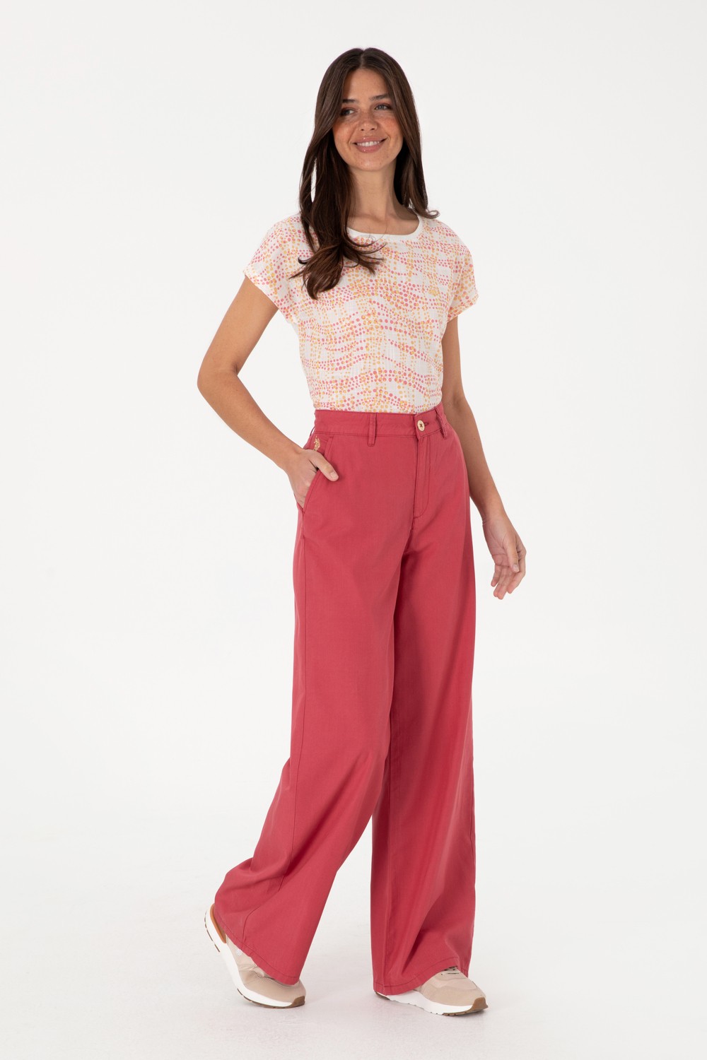 U.S. Polo Assn. Kadın Taş Loose Fit Kanvas Pantolon 50309122-VR049 görsel 7