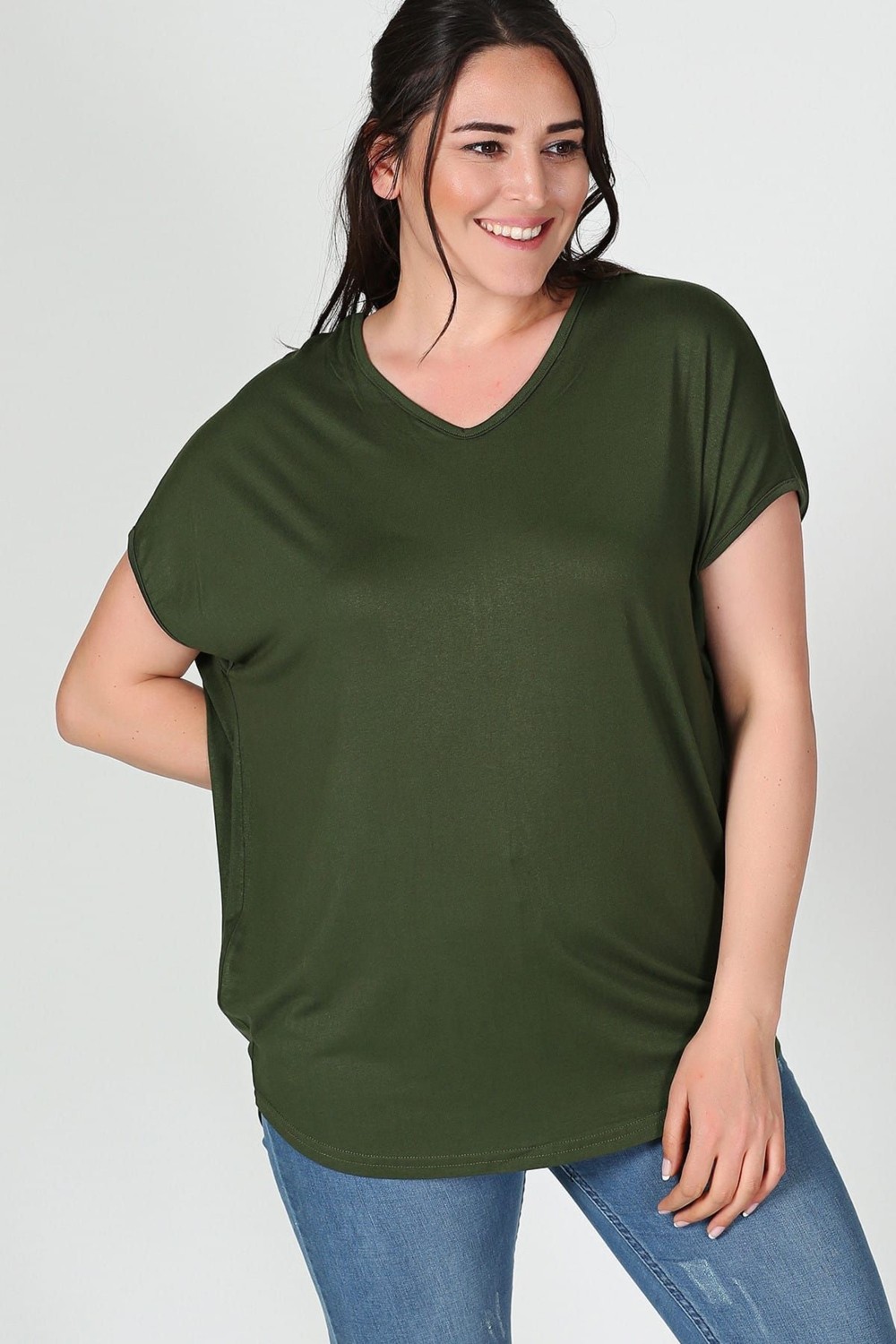 Curvy Trend Büyük Beden Sırt Çapraz Kısa Kol Bluz görsel 2