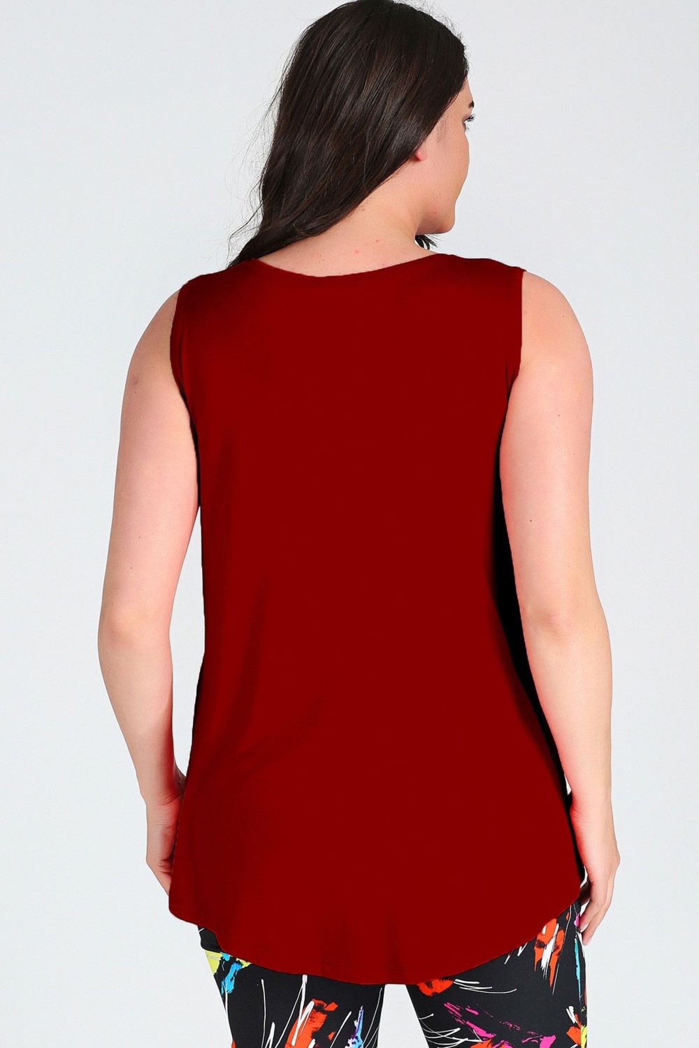 Curvy Trend Büyük Beden Daisies Baskılı Kolsuz Viskon Basic Bluz görsel 2