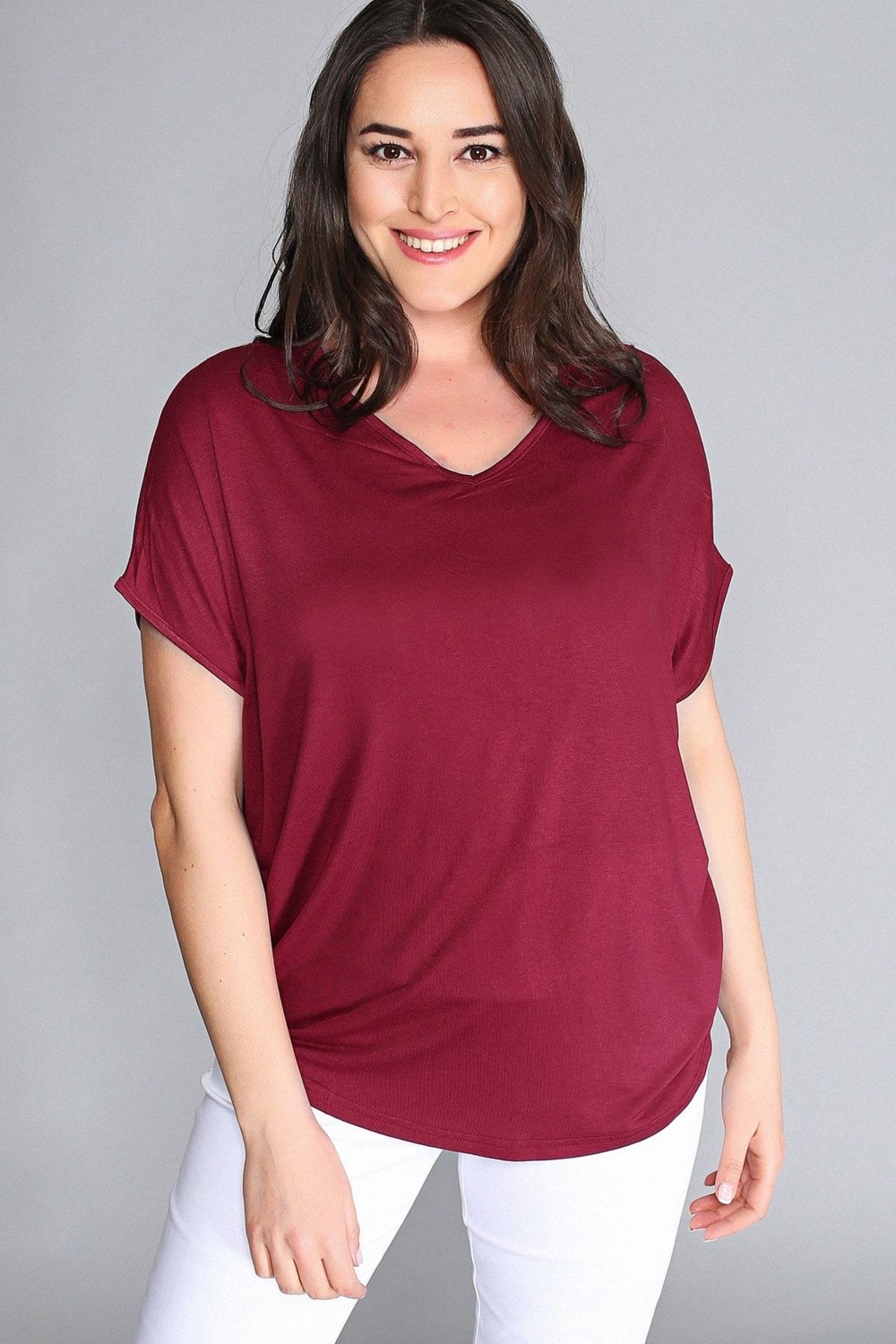 Curvy Trend Büyük Beden Sırt Çapraz Kısa Kol Bluz görsel 7