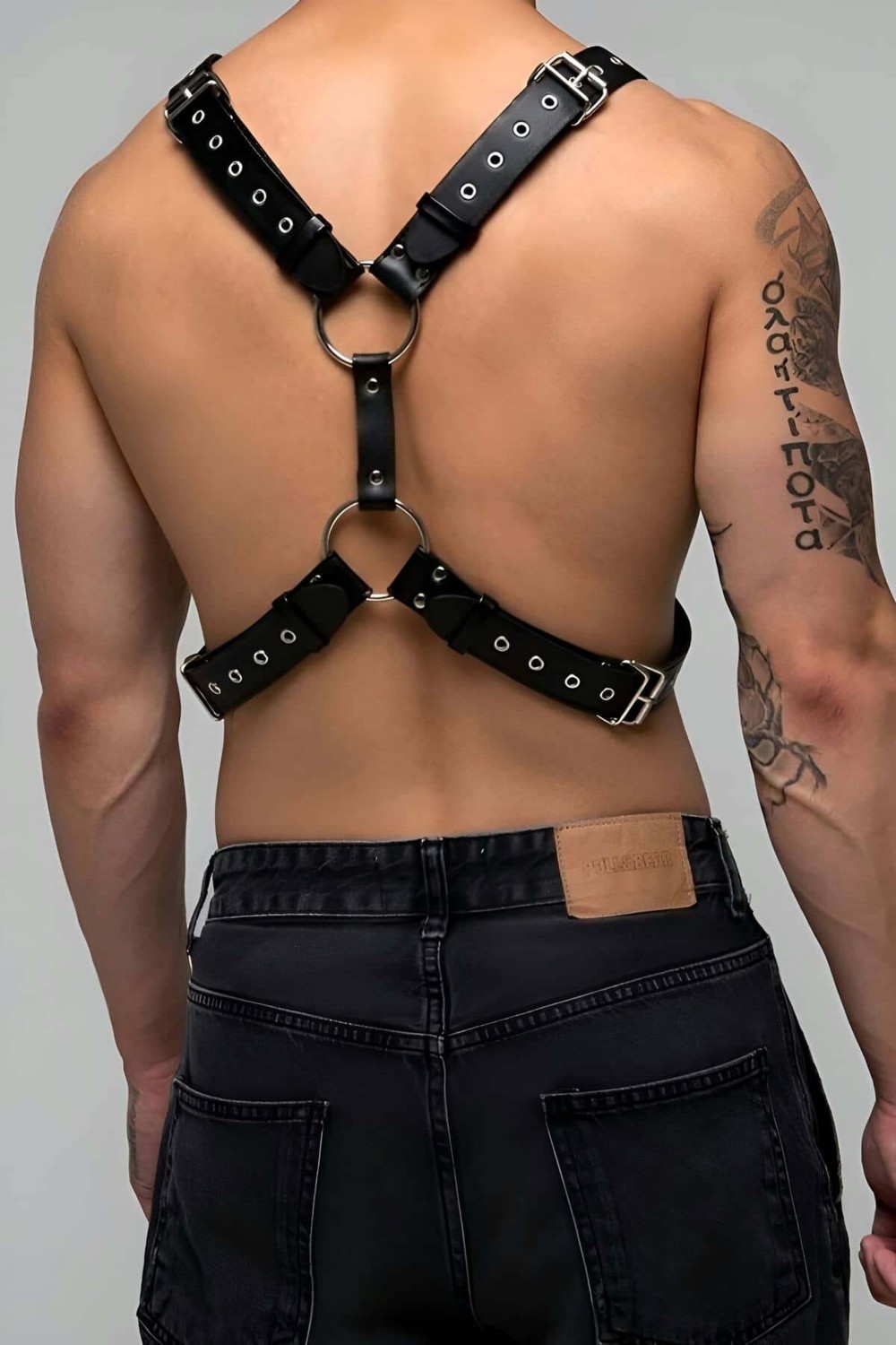 LYYN Perçin Detaylı Erkek Göğüs Harness, Sert Görünümlü Şık Erkek Fantazi Giyim - BRFM179 görsel 2