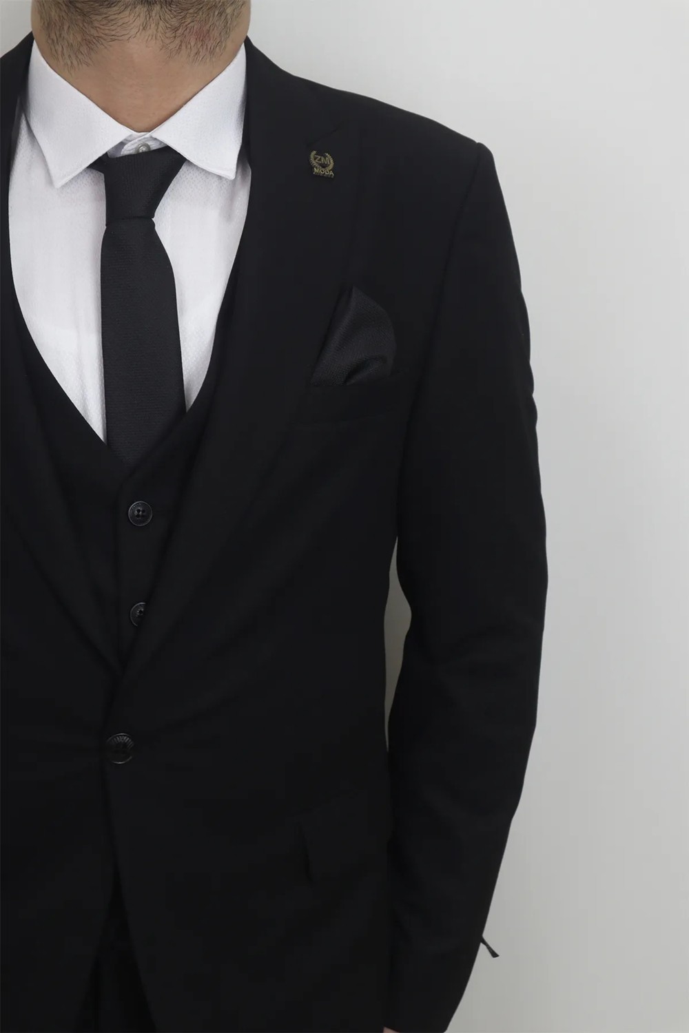 Moda Men Moda Fistan Store Erkek Düz Italyan Kesim Dar Kalıp Tek Düğme Yelekli Takım Elbise görsel 8