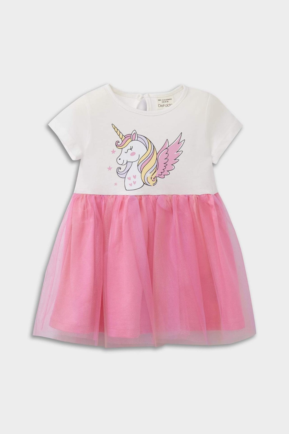DeFacto Unicorn Baskılı Kısa Kollu Yazlık Tül Elbise Kız Bebek E8723A525SM
