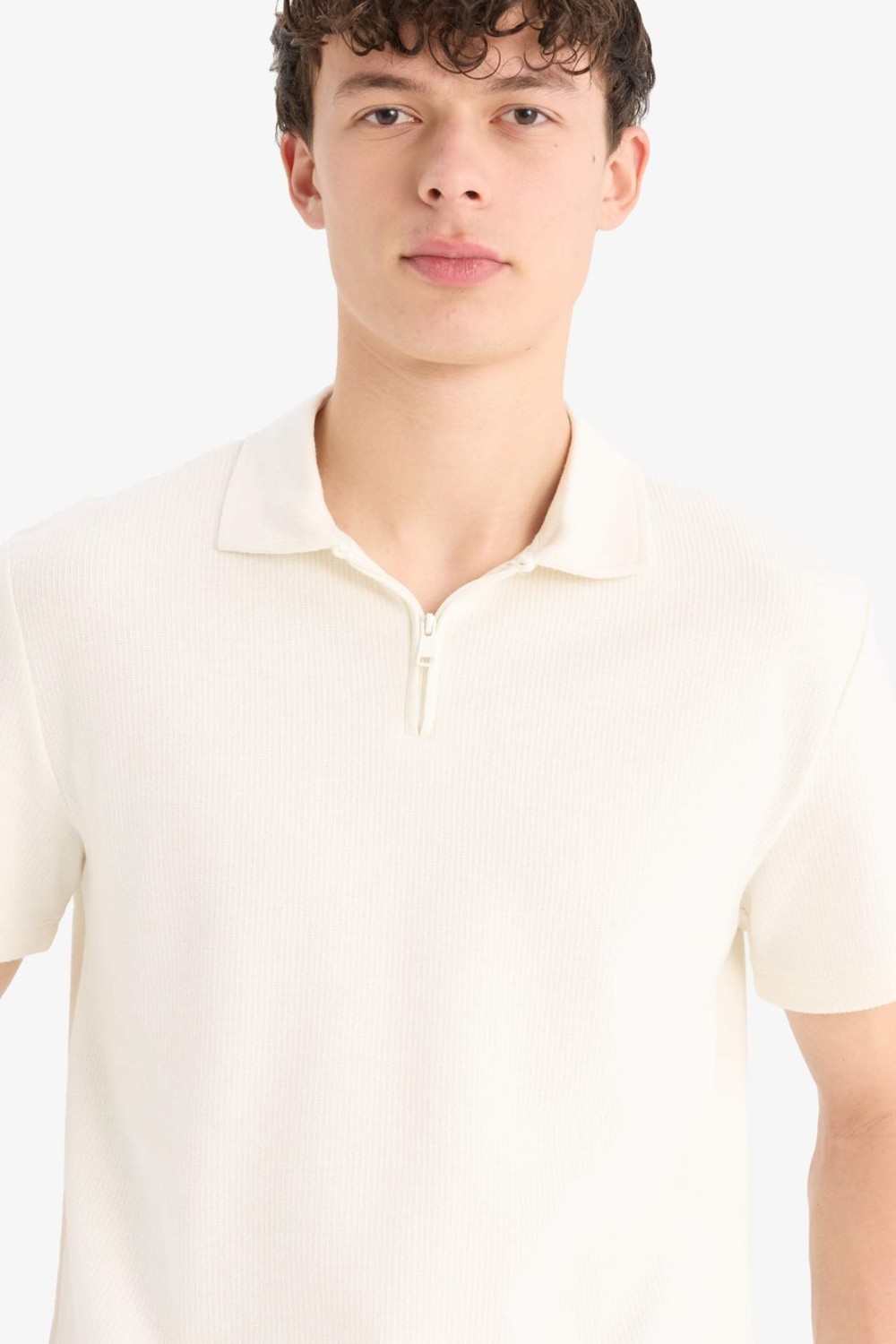 DeFacto Regular Fit Polo Yaka Kısa Kollu Dokulu Tişört E4027AX25SP görsel 5