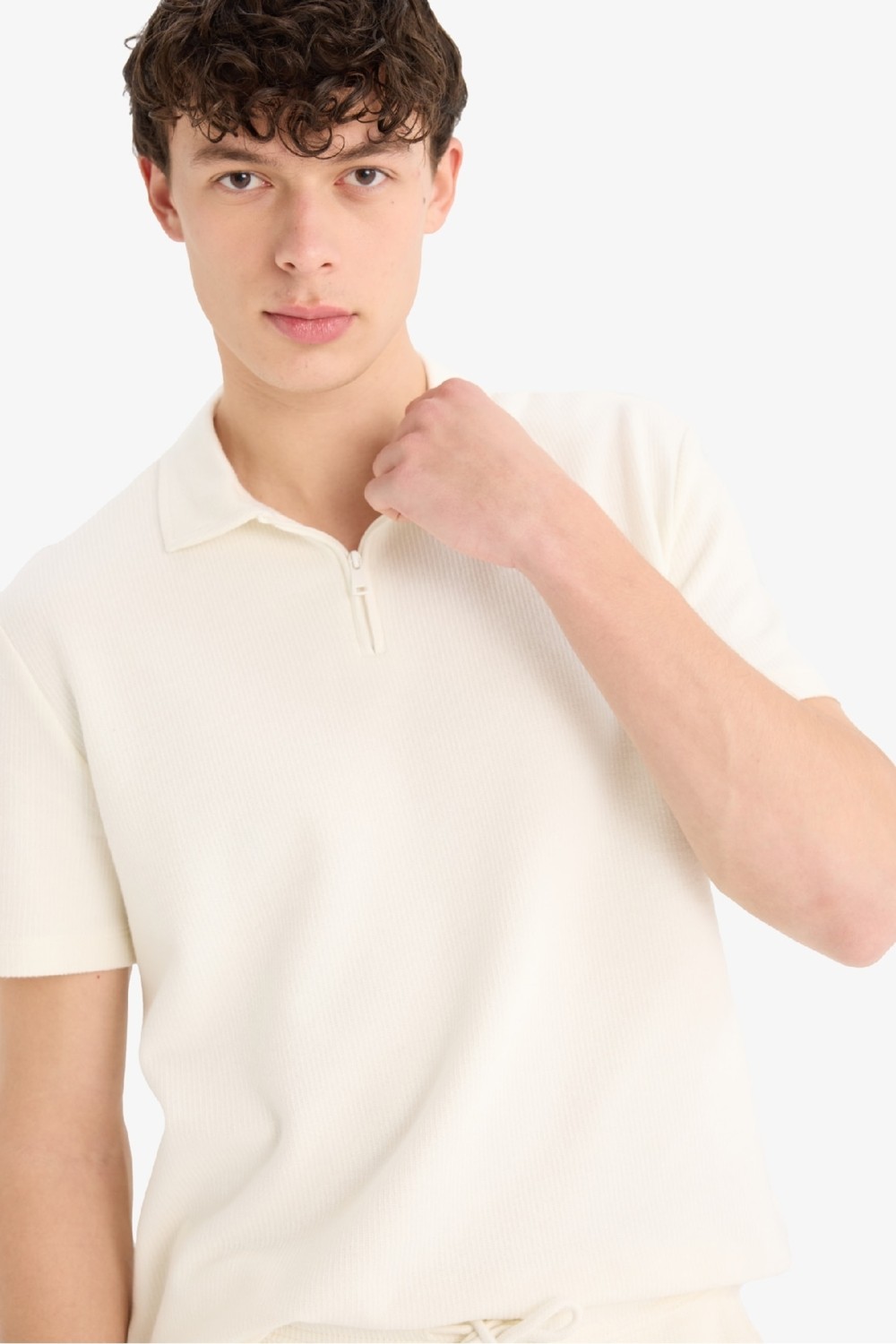 DeFacto Regular Fit Polo Yaka Kısa Kollu Dokulu Tişört E4027AX25SP görsel 8