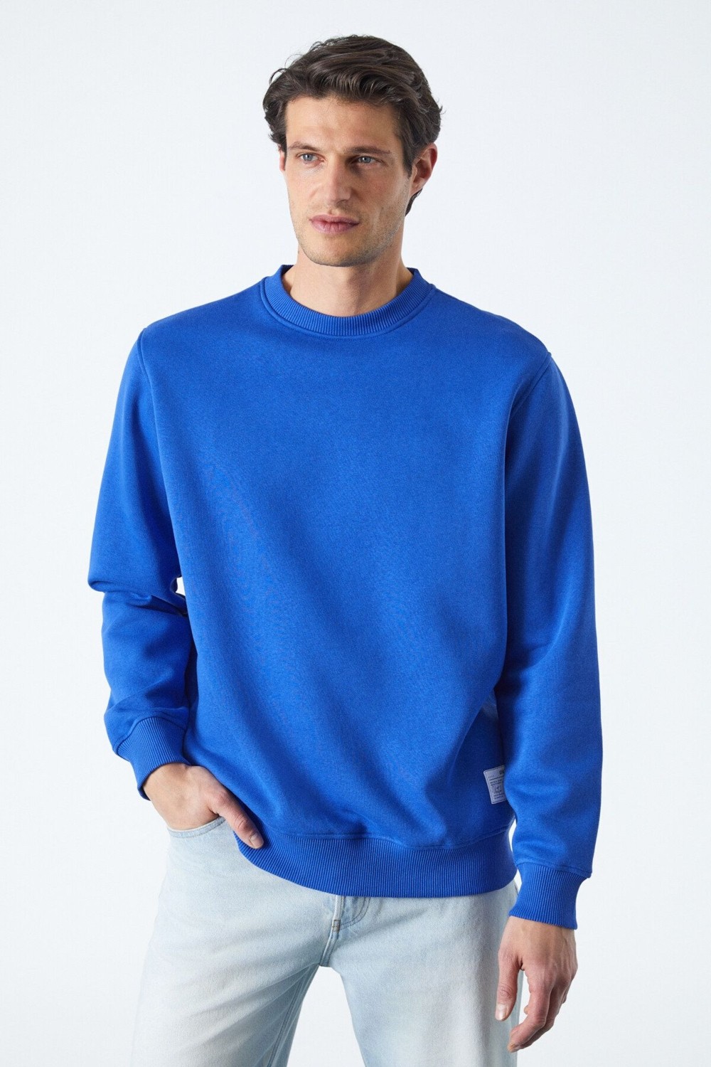 Grimelange TRAVIS Erkek Organik Kumaşlı Yumuşacık Regular Fit Yuvarlak Yakalı Kahverengi Sweatshirt