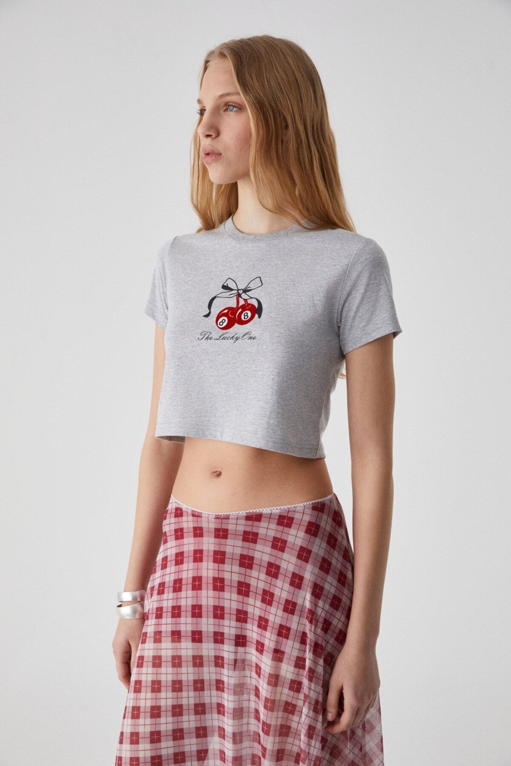 Grimelange Zennı Kadın Bisiklet Yaka Regular Baskılı Grimelanj T-shirt görsel 3
