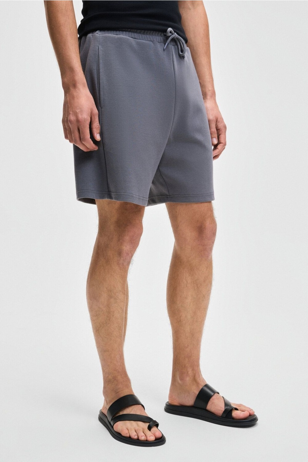 Grimelange TYRONE Erkek Beli Lastikli Arka Tek Cepli Relaxed Fit Siyah Şort görsel 8