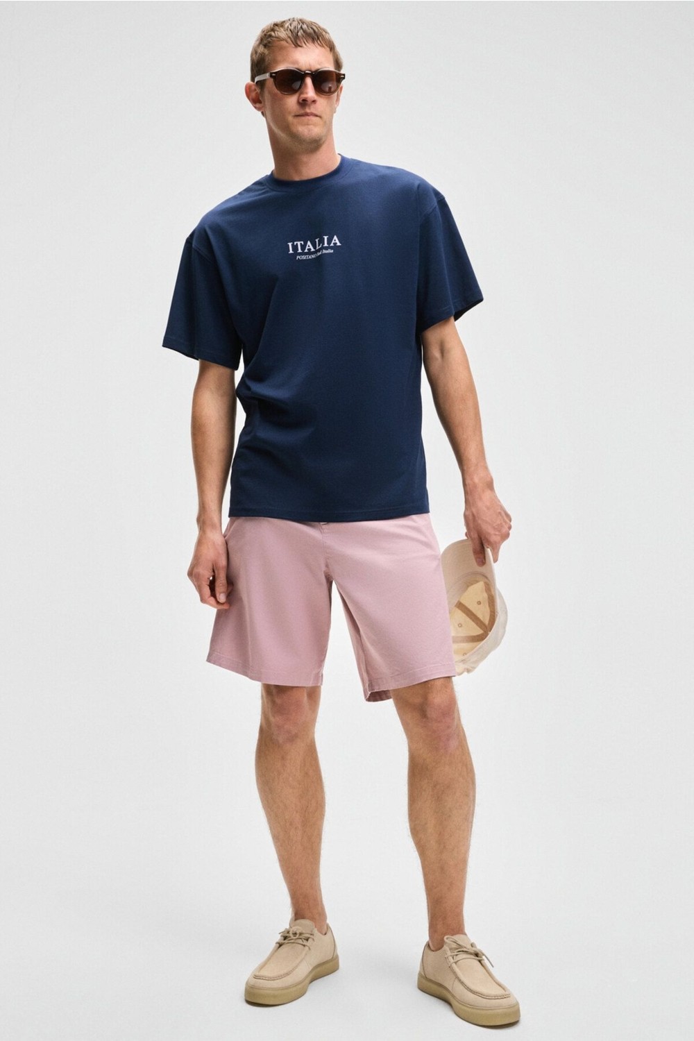 Grimelange ITALIA Erkek %100 Organik Pamuk Ön Arka Baskı Detaylı Oversize Kısa Kol Beyaz T-Shirt görsel 3