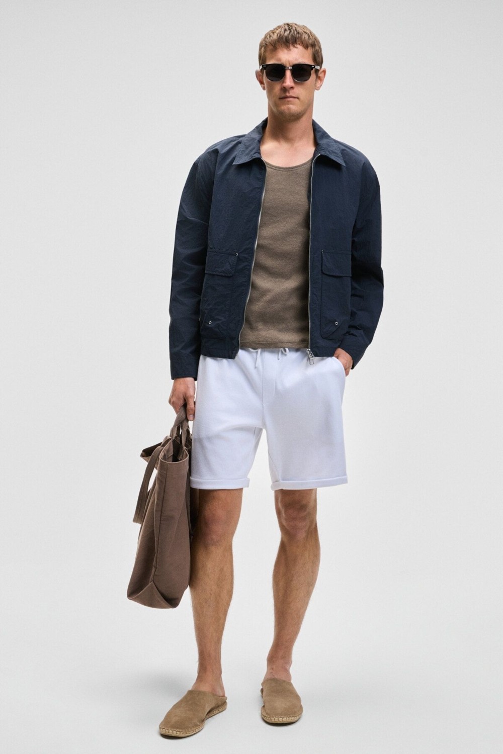 Grimelange YOURI Erkek Beli Lastikli Arka Tek Cepli Relaxed Fit Lacivert Şort