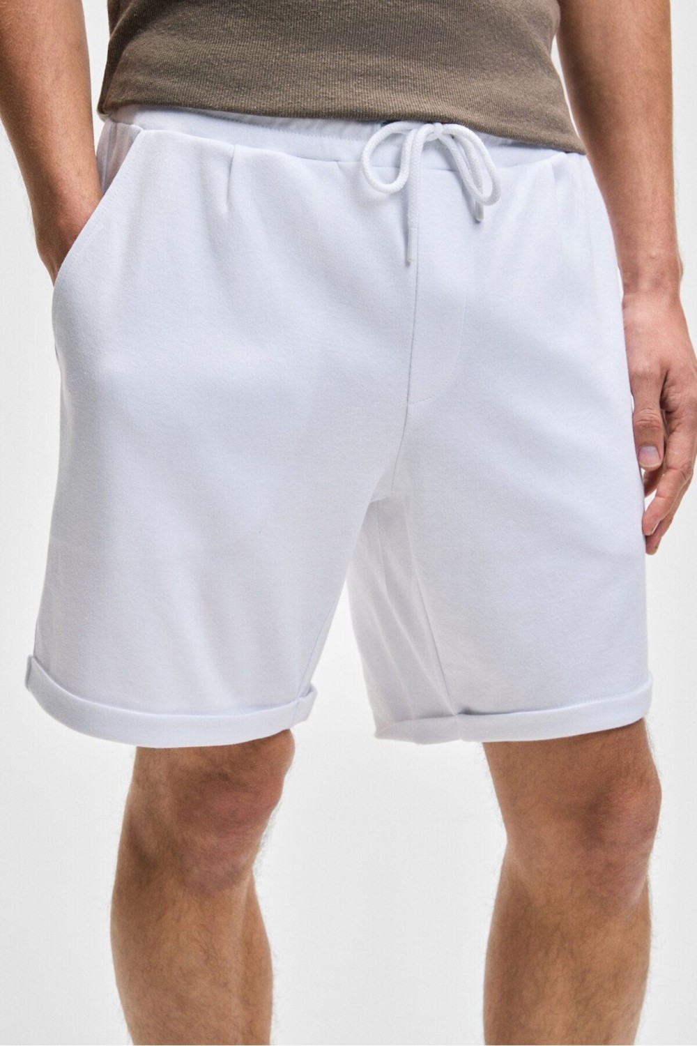 Grimelange YOURI Erkek Beli Lastikli Arka Tek Cepli Relaxed Fit Lacivert Şort görsel 3